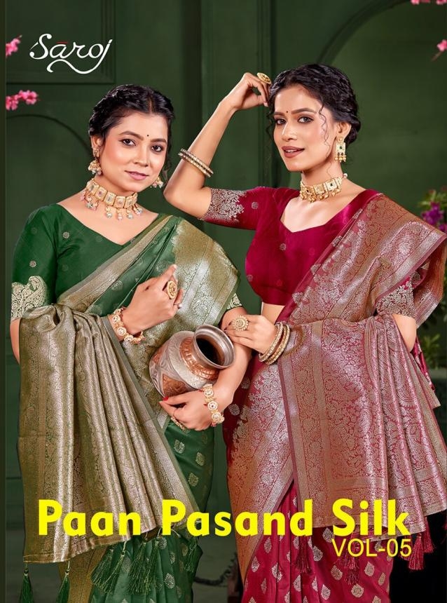 Saroj Paan pasand silk vol.5 series 1001 to 1004 50*600 silk saree in wholesale surat