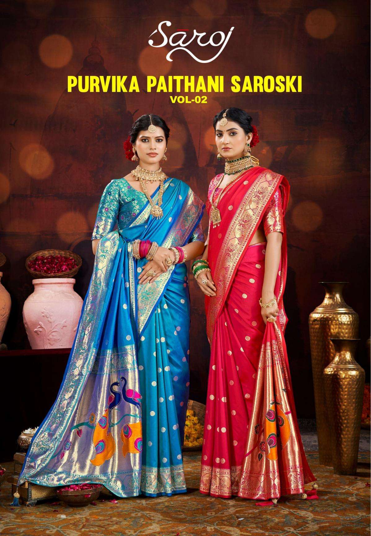 Saroj Purvika paithani saroski vol.2 50*600 series 1001 to 1010 Silk saree in wholesale surat