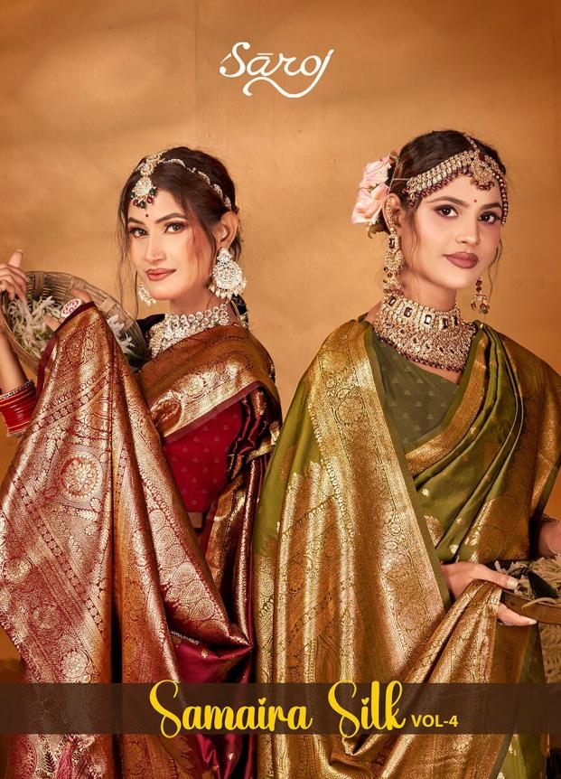 Saroj Samaira silk vol.4 series 1001 to 1004 50*600 silk saree in wholesale surat