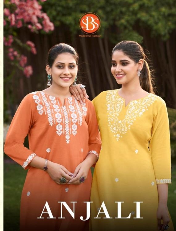 sbs presents anjali series 4335 to 4338 readymade pretty look cotton long kurtis in wholesale surat