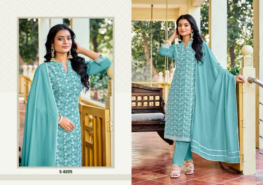 sbs vinisha series 6225 to 6228 readymade unique chinon suit in wholesale surat