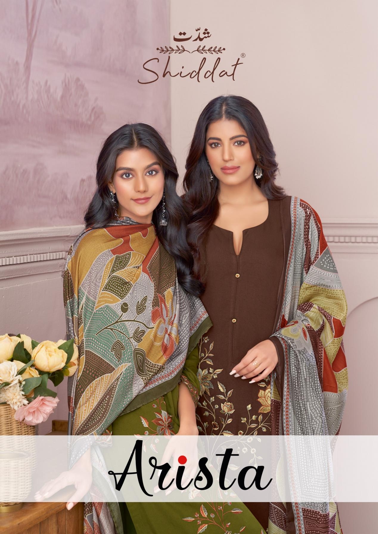 shiddat arista series series 1001 to 1008 pretty look pashmina winter readymade suit in wholesale surat