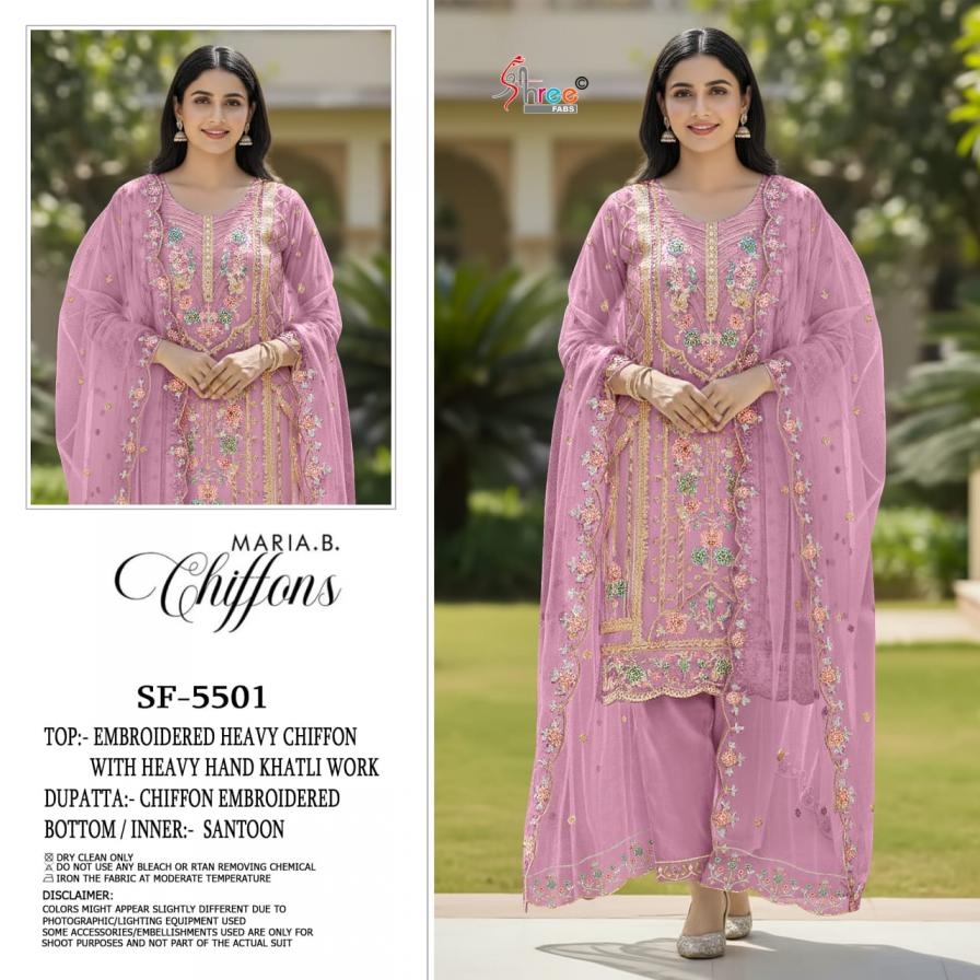 shree fabs k 5501 A to 5502 D amazing chiffon pakistani suit in wholesale surat