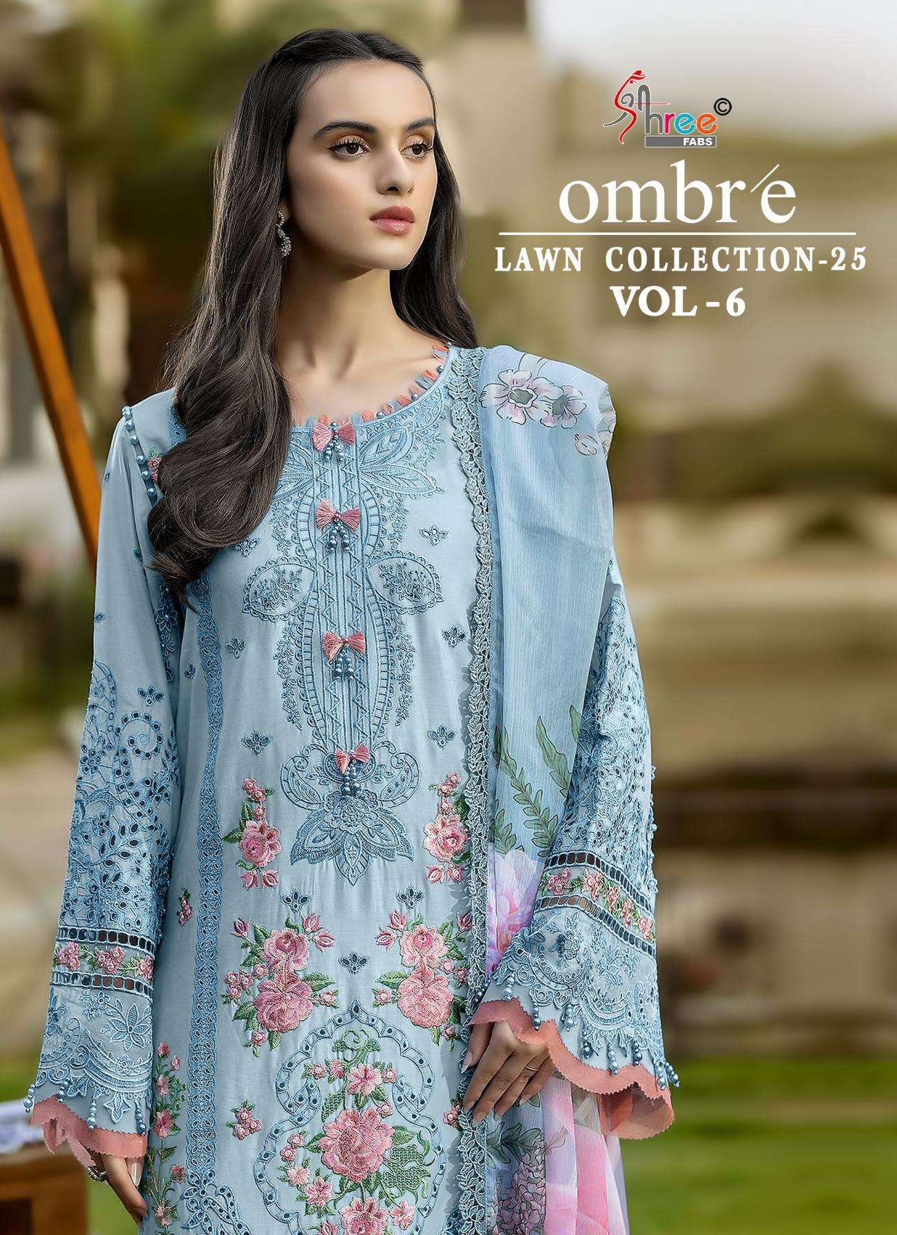 shree fabs ombre lawn collection 25 vol 6 series 4031 to 4036 cotton pakistani salwar kameez in wholesale surat