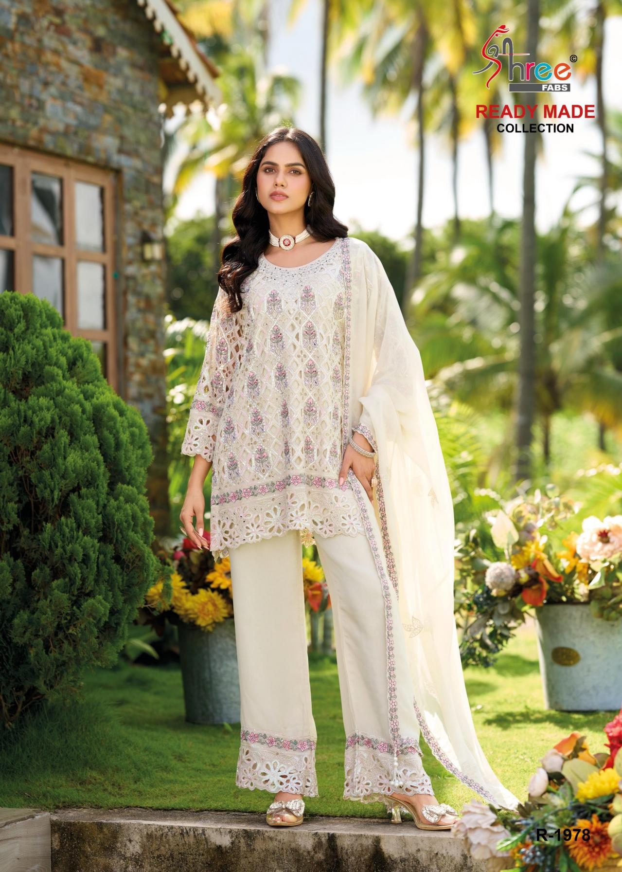 shree fabs r 1978 A to D readymade pretty chinon pakistani suit in wholesale surat