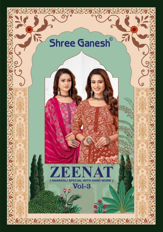 shree ganesh zeenat vol 3 series 1301 to 1310 fully stitch amazing cotton anarkali suits in wholesale surat