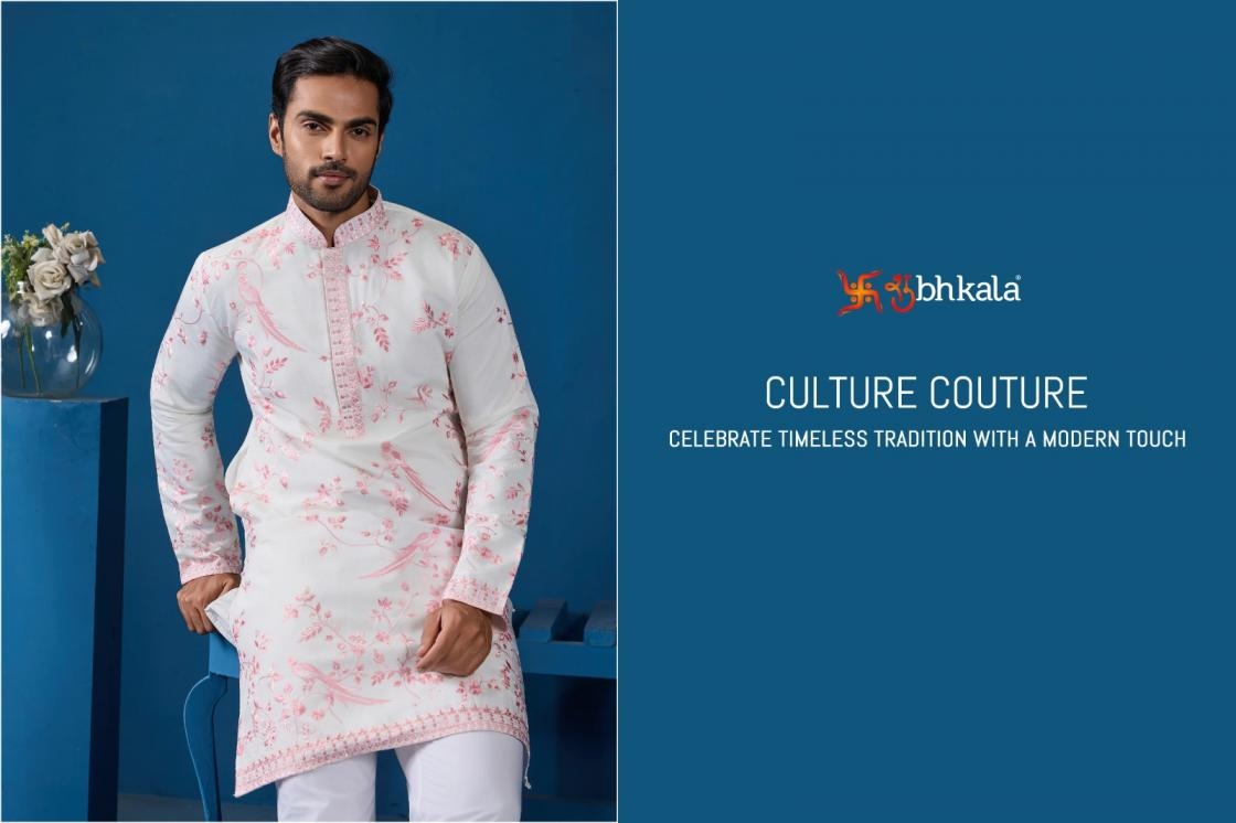 shubhkala culture couture series 21011 to 21014 viscose silk attractive readymade mens kurta in wholesale surat