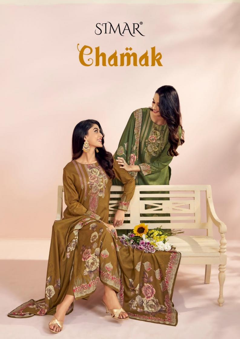 simar glossy chamak series 1001 to 1004 unique pashmina salwar kameez in wholesale surat