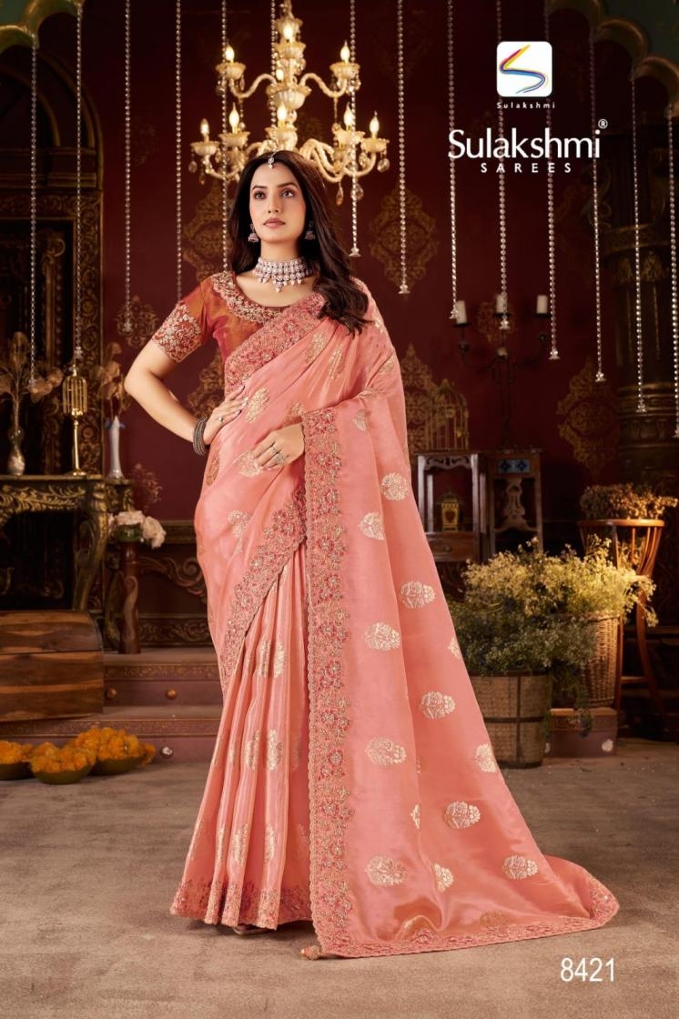 sulakshmi bridal vol 1 series 8413-8421 viscose jacquard party wear saree in wholesale surat