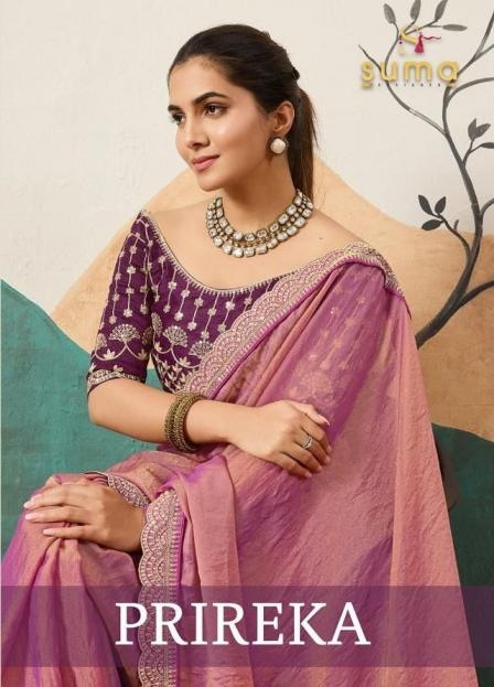 suma designer prireka series 14001 To 14006 nc moss traditional saree in wholesale surat