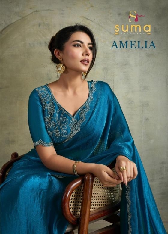 suma launch amelia series 13001 To 13008 fendy chiffon blooming unique sarees in wholesale surat