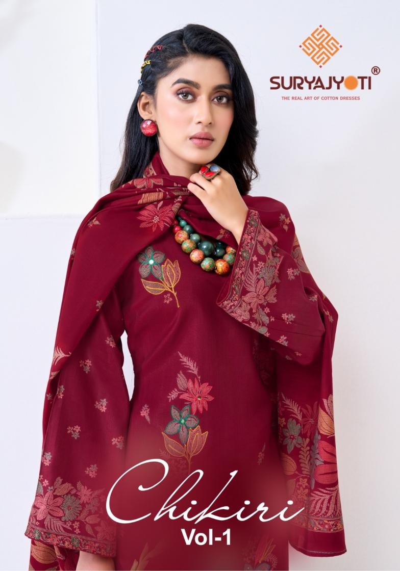 suryajyoti chikiri vol 1 series 1001 to 1006 roman vertigan casual suit in wholesale surat