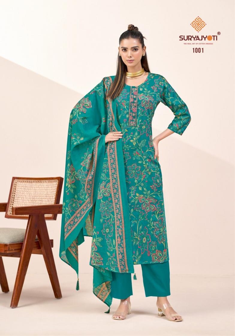 suryajyoti kalash vol 1 series 1001 to 1006 unique jam satin readymade suit in wholesale surat