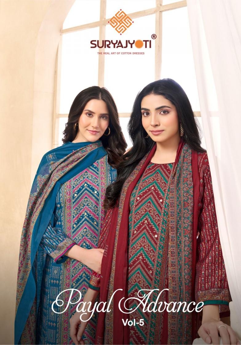 suryajyoti payal advance vol 5 series 5001 to 5006 modal printed unique suit in wholesale surat