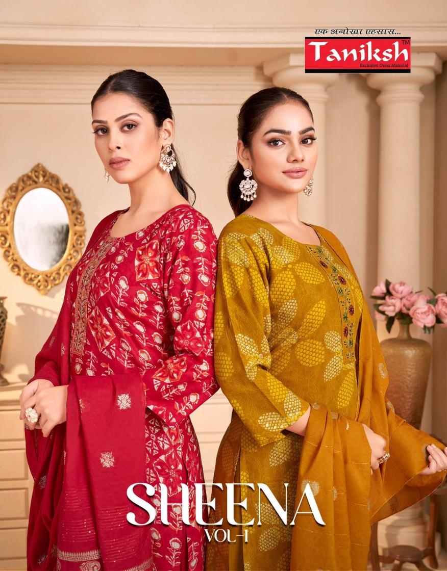 taniksh sheena vol 1 series 1001 to 1008 rayon modern readymade salwar kameez in wholesale surat