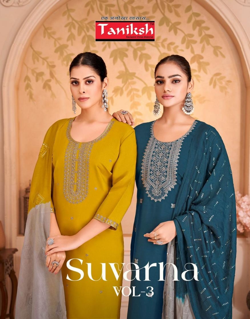 taniksh suvarna vol 3 series 3001 to 3008 roman trendy readymade suit in wholesale surat