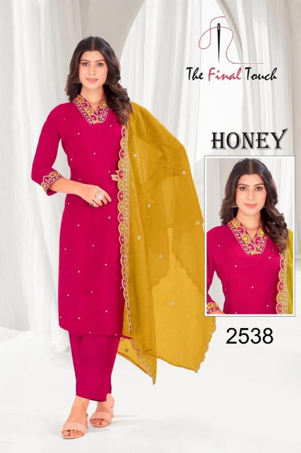 the final touch honey series 2538 to 2543 elegant style mul chanderi full stitch combo suit in wholesale surat