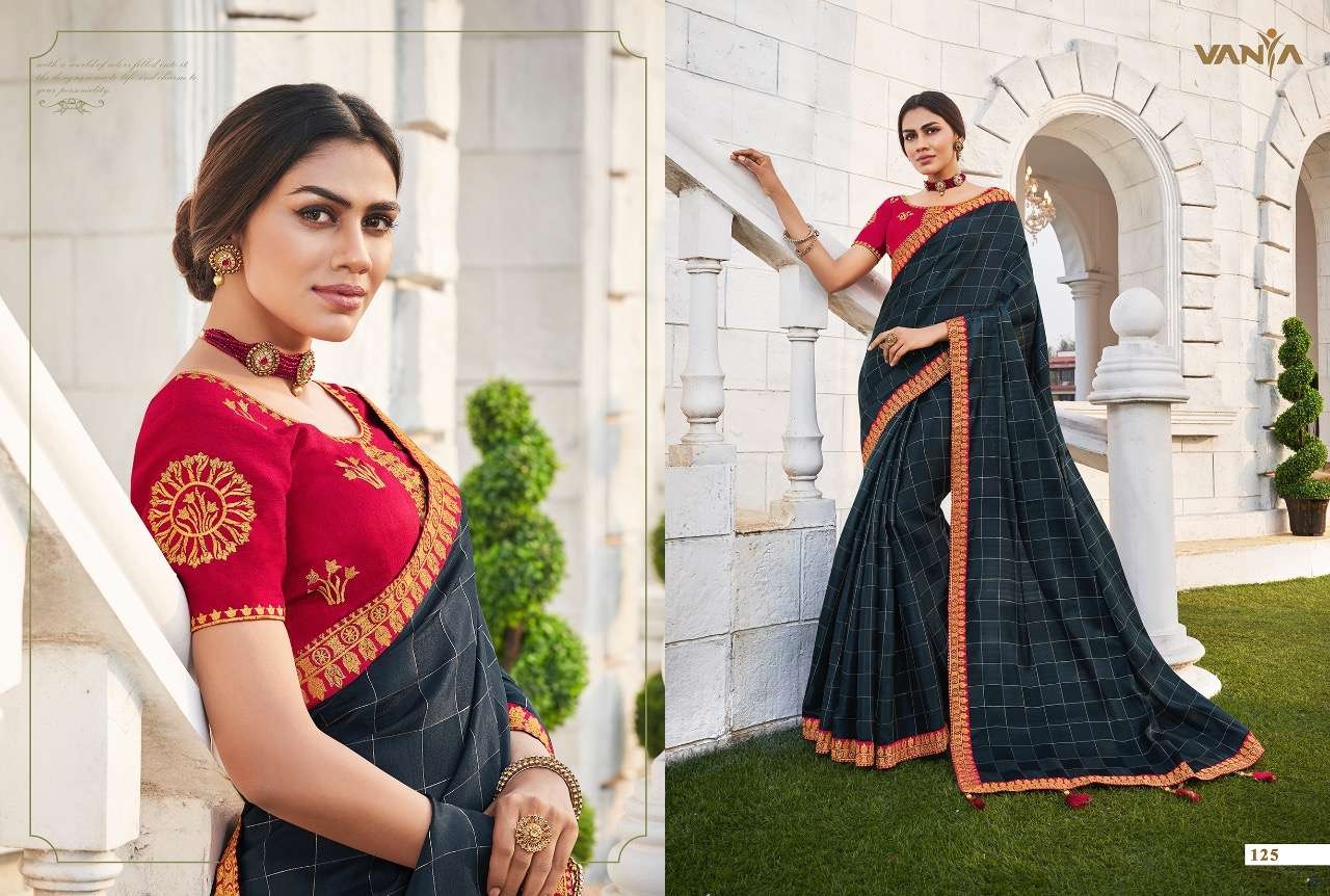 Vanya Festiva mix Fancy Fabric With Beutifull Border saree in wholesale surat