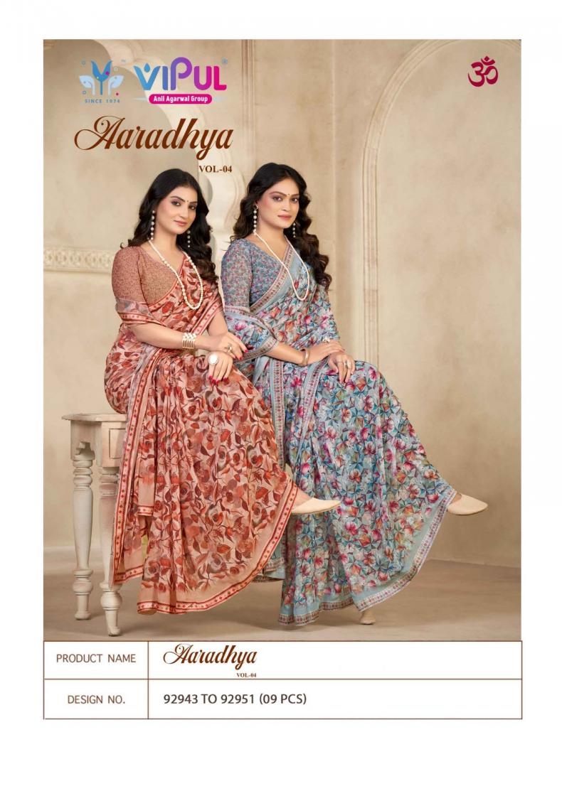 vipul aaradhya vol 4 series 92943 to 92951 weightless elegance saree in wholesale surat