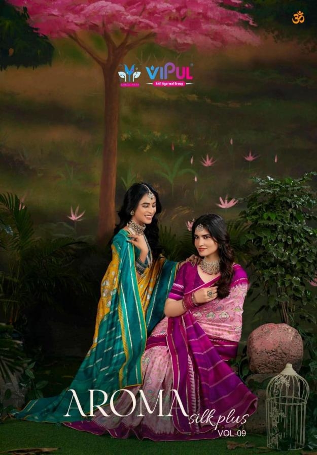 vipul aroma silk plus 920d series 92052 to 92057 dola silk best saree in wholesale surat