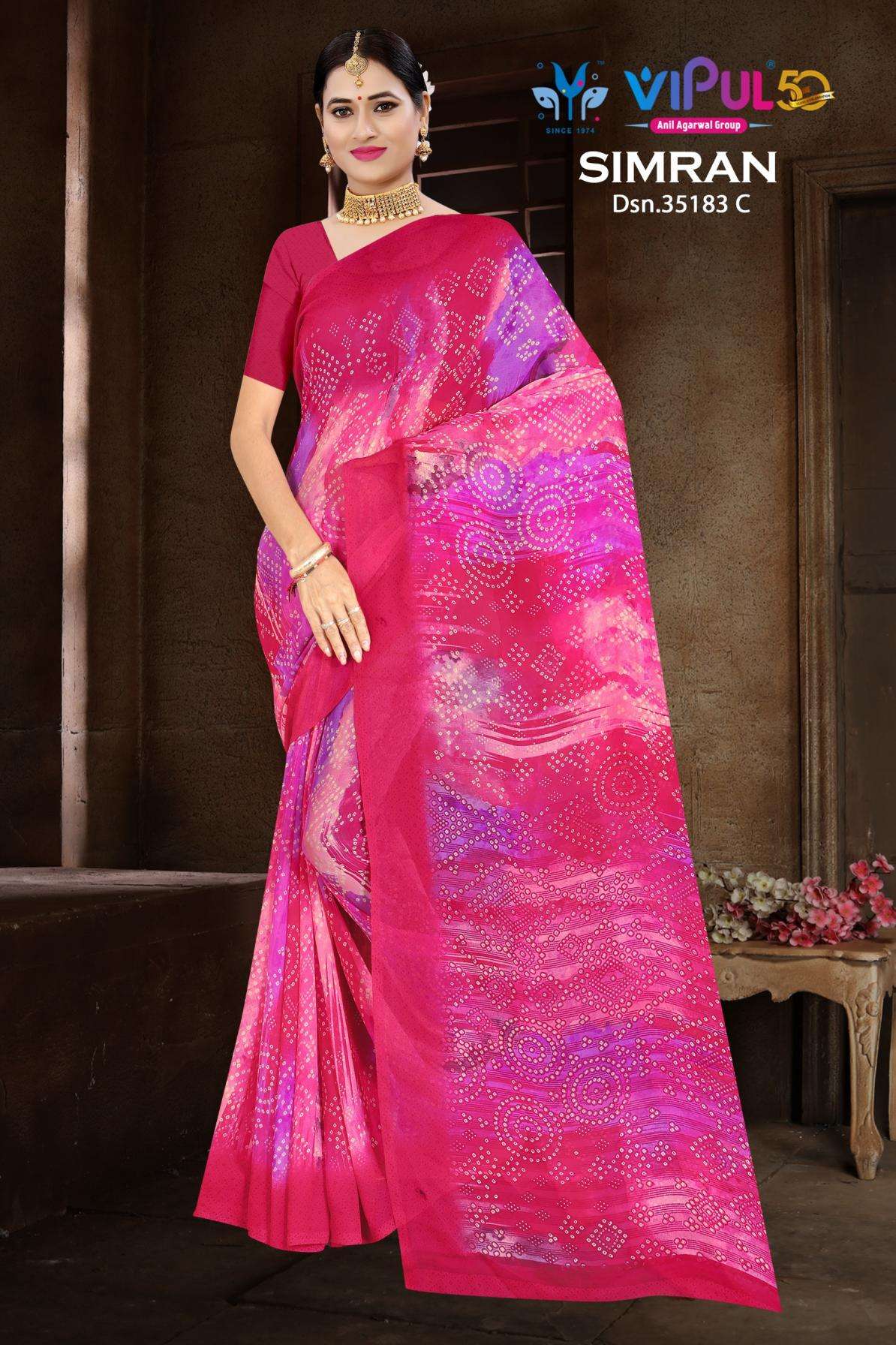 vipul simran series 35183 A to 35183 D georgette colour addition sarees in wholesale surat