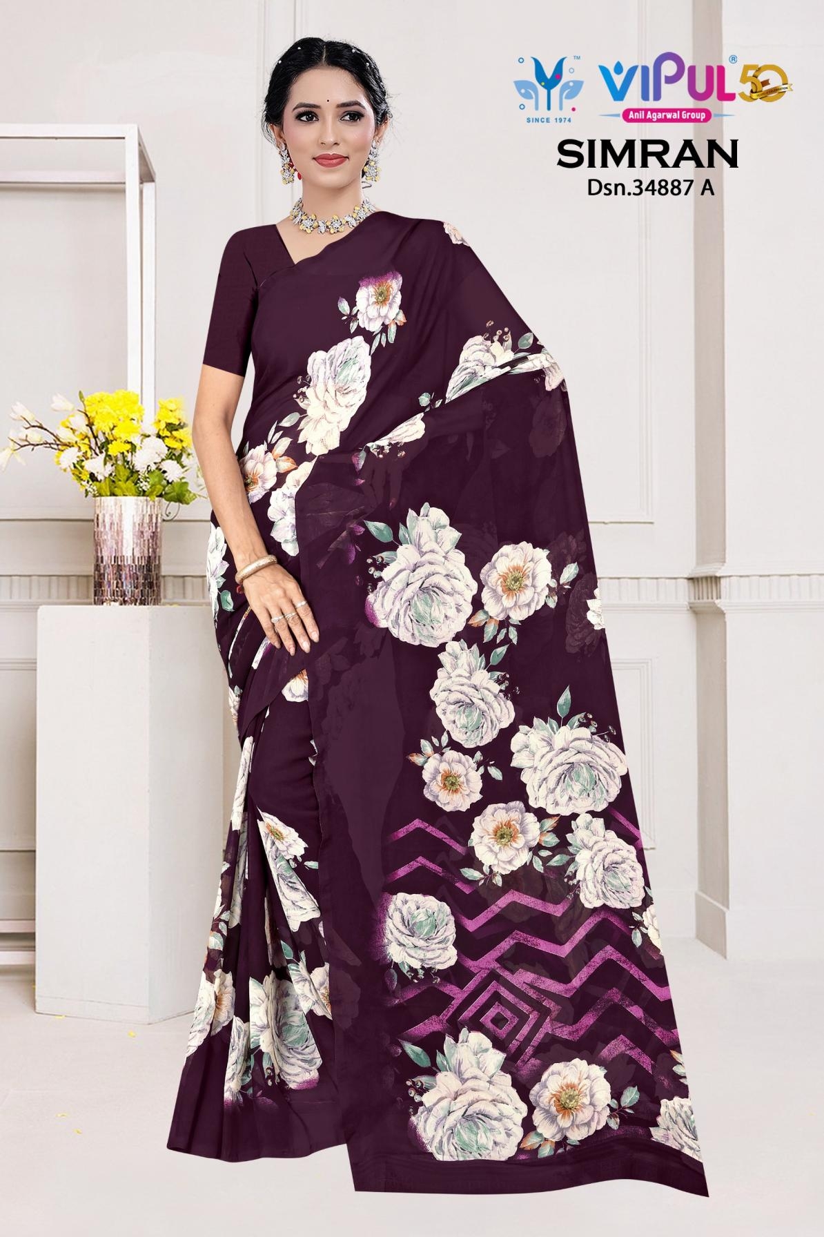 vipul simran series 35187 A to 35187 D amazing georgette sarees in wholesale surat