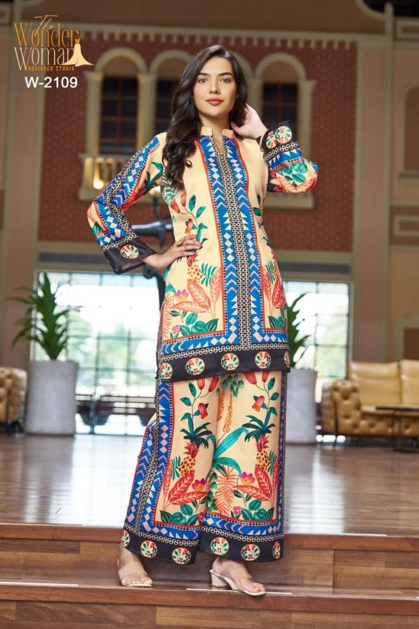 wonder women 2109 premium imported satin fully stitch pakistani co-ord sets in wholesale surat