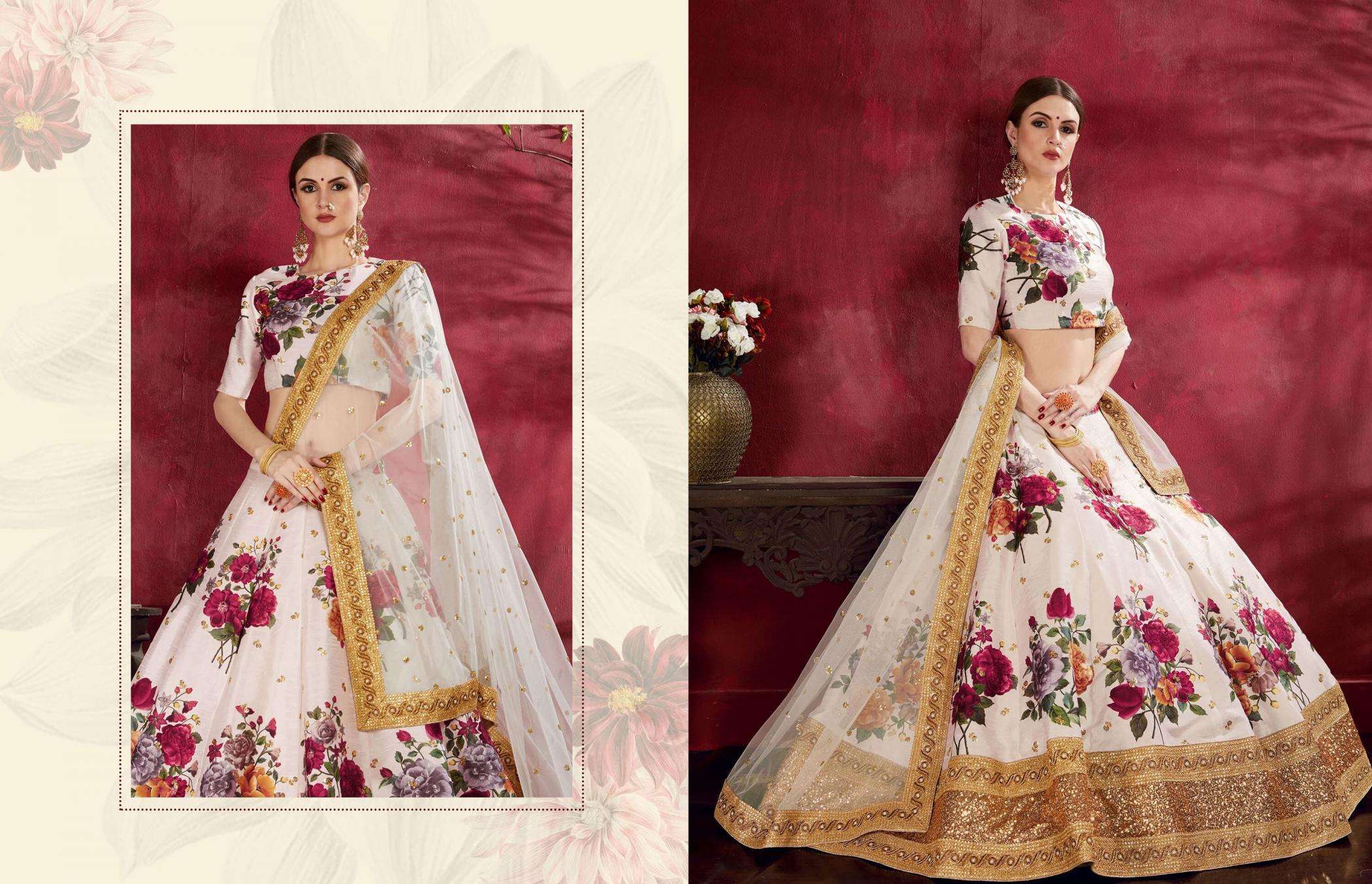 zeel clothing carnations vol 1 series 7501 to 7511 occasion wear bangolri silk lehengas in wholesale surat