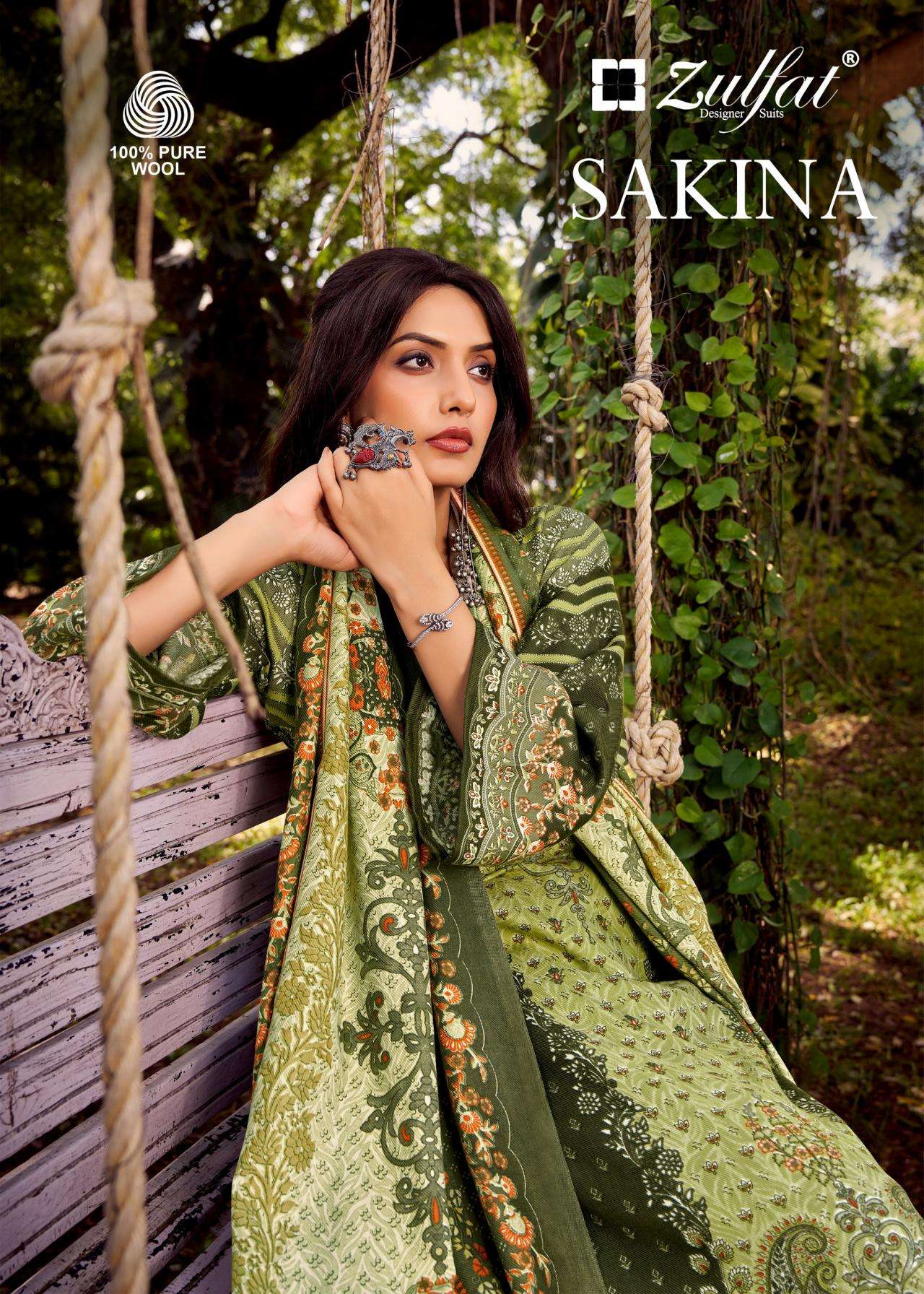 zulfat sakina series 693001 to 693006 woollen pashmina readymade pretty look suit in wholesale surat