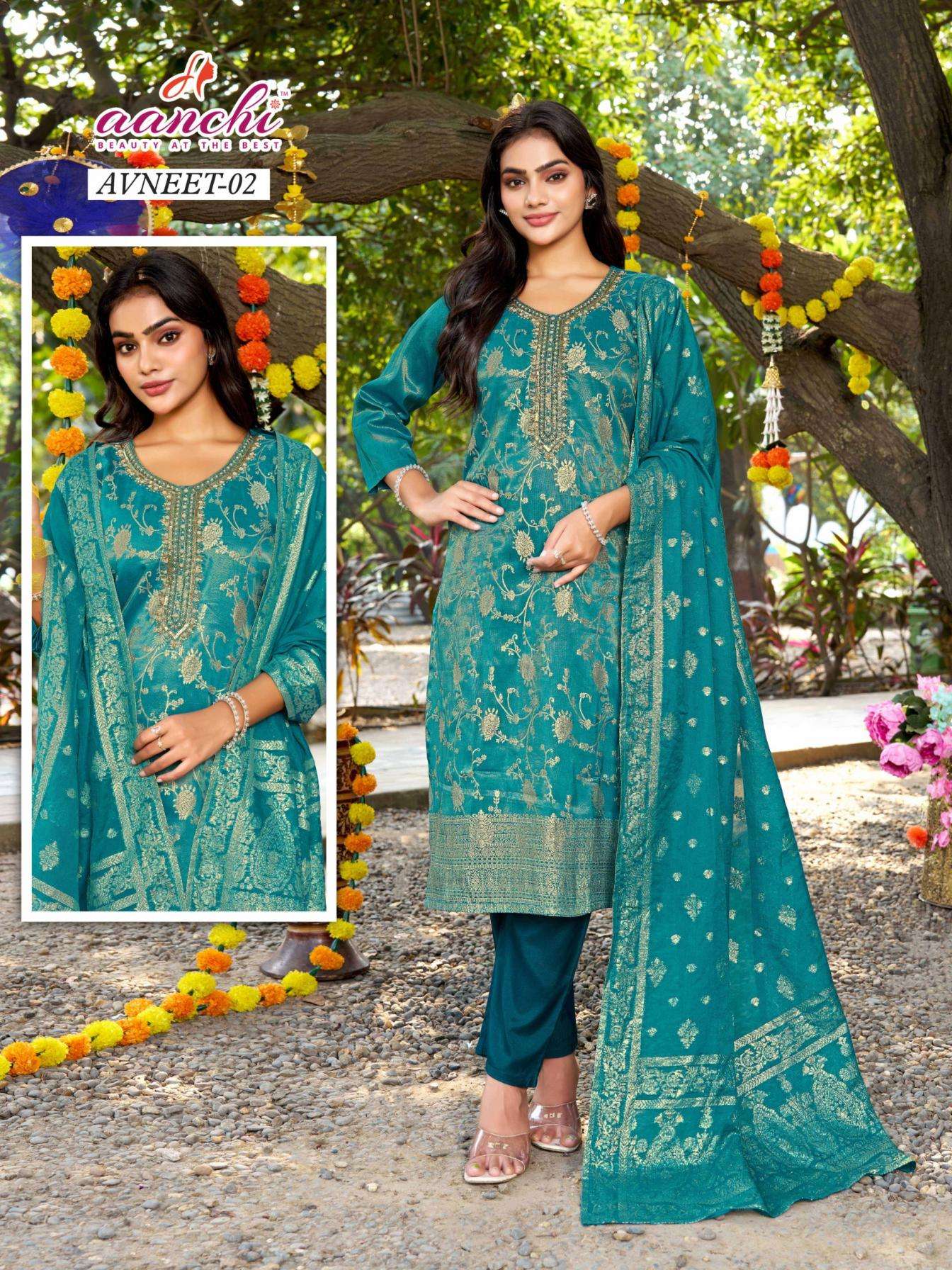 aanchi avneet 1-5 jacquard readymade elegance combo suit in wholesale surat