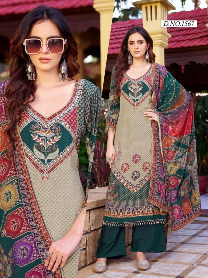 aanchi presents 1567 readymade stylish combo natural crape suit in wholesale surat