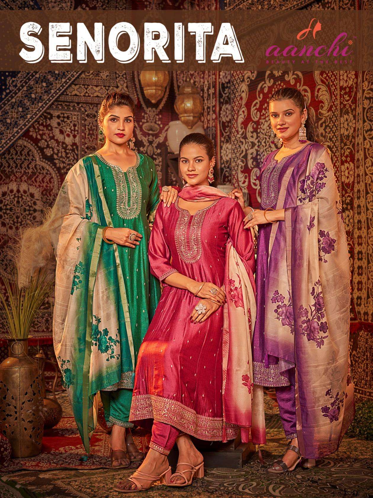 aanchi senorita vichitra silk fully stitch suit in wholesale surat