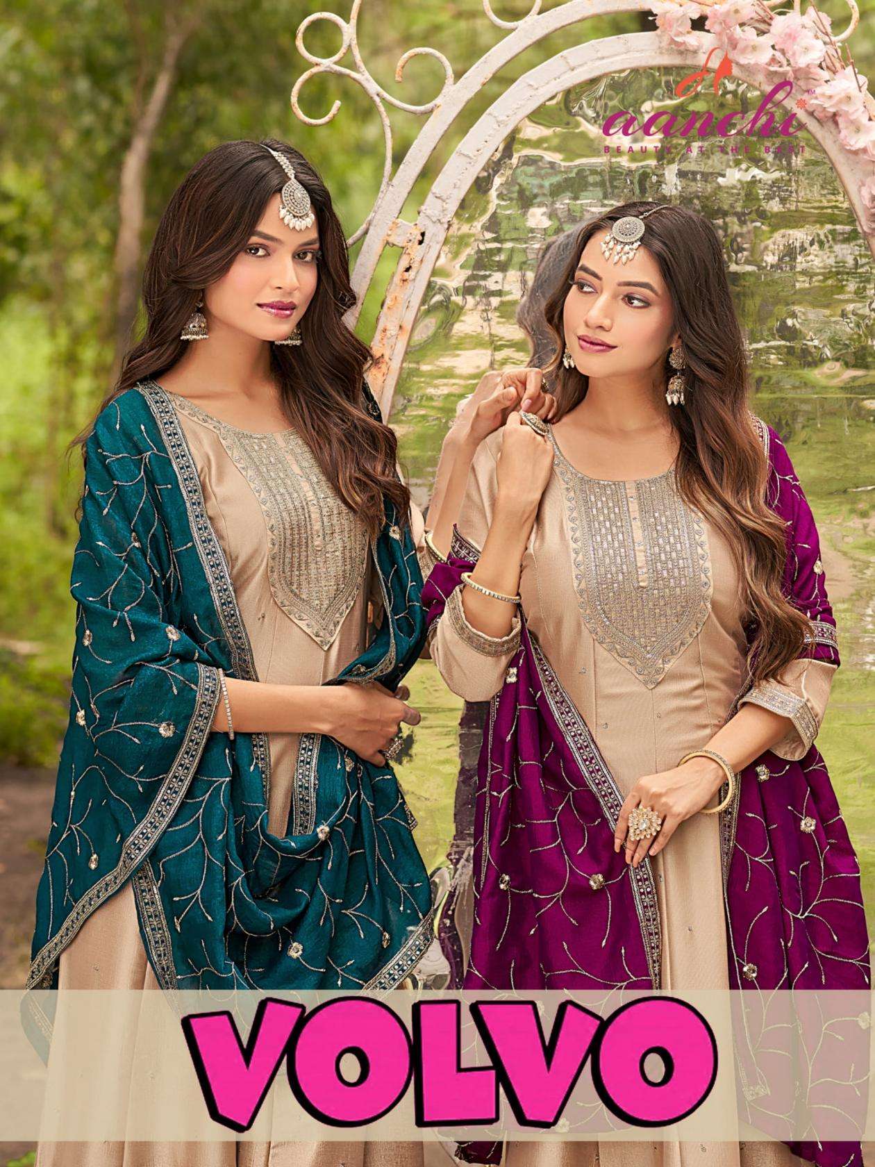 aanchi volvo vichitra silk fully stitch amazing suit in wholesale surat