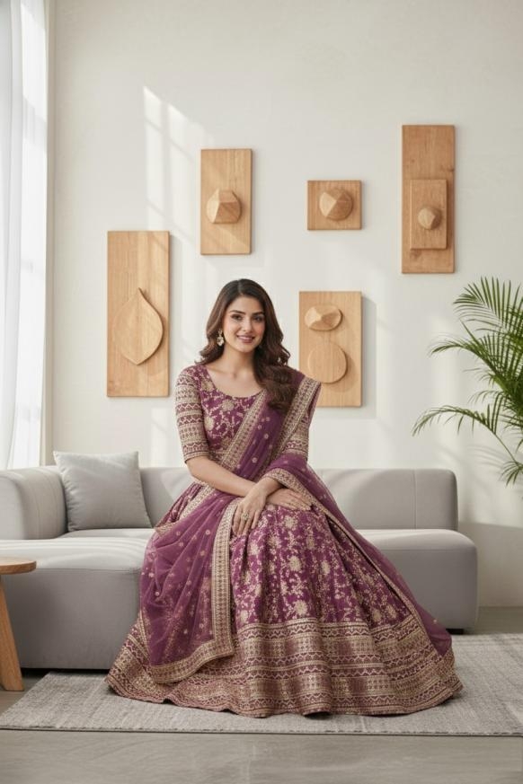 aawiya aalisha vol 1 rosy brown dola jacquard semi stitch festive chaniya choli in wholesale surat