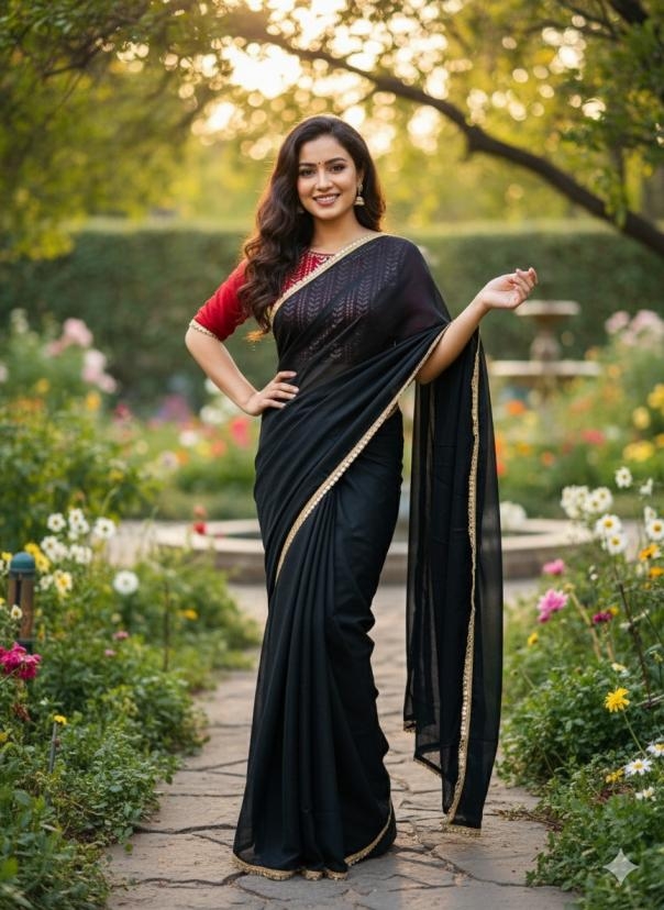 aawiya pc 11 black beauty star georgette stylish look sarees in wholesale surat
