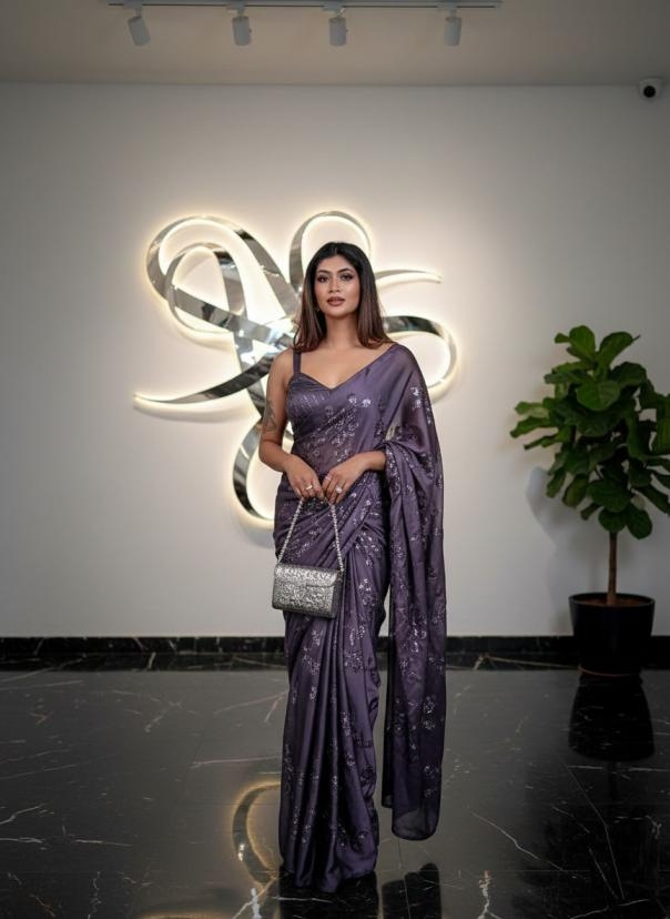 aawiya pc 20 rangoli silk purple sequence work sarees in wholesale surat