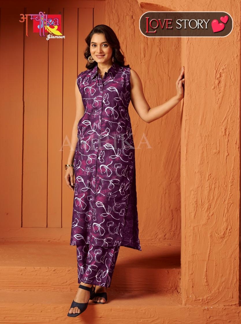 ambika love story verican fully stitch combo co-ord sets in wholesale surat