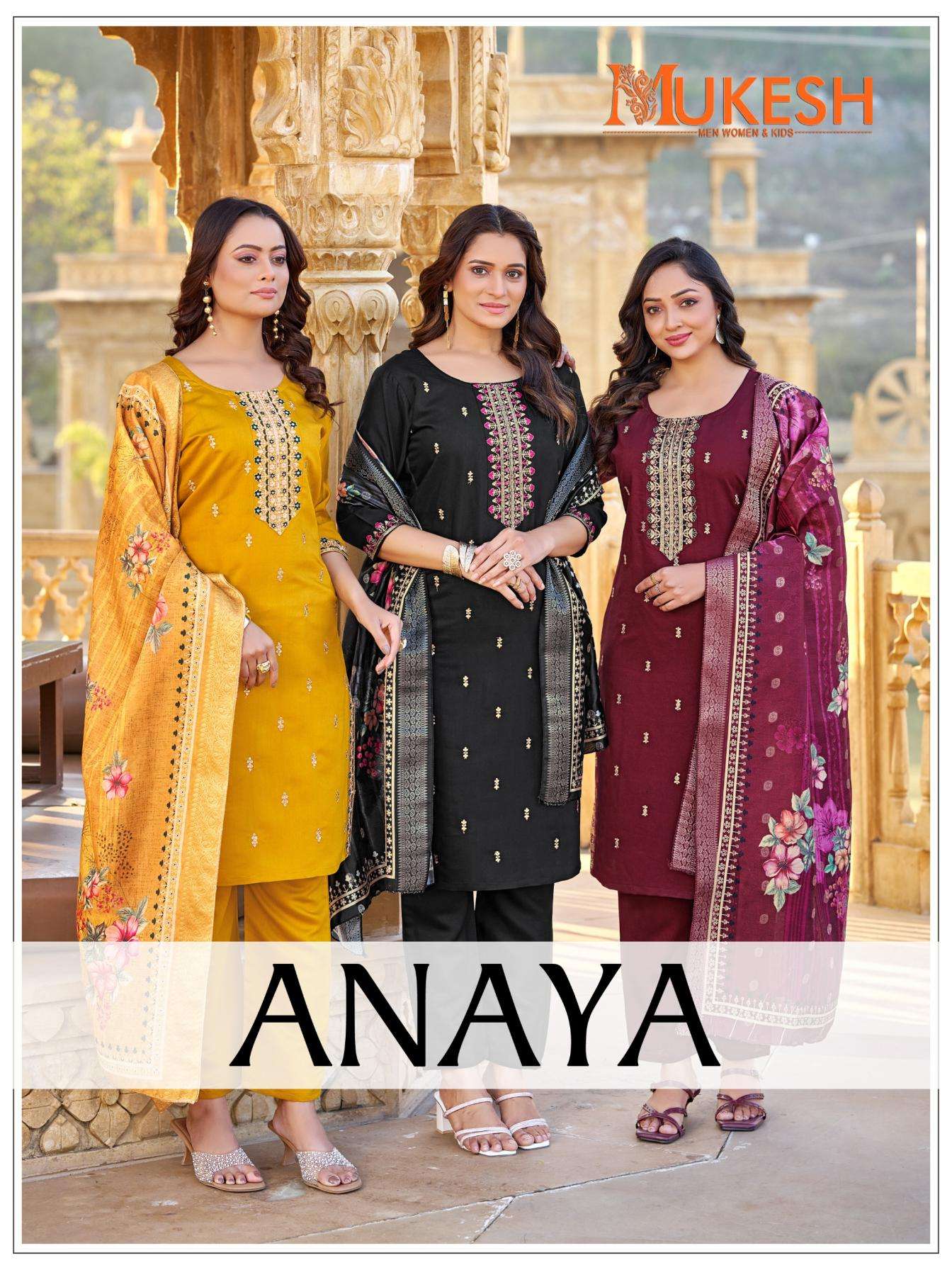 anaya series 1001 to 1008 gadhwal silk attractive look readymade big size suit in wholesale surat