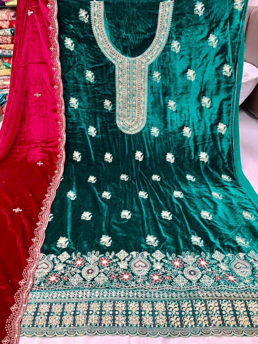 bansuri winter special viscose makhmal velvet suit in wholesale surat