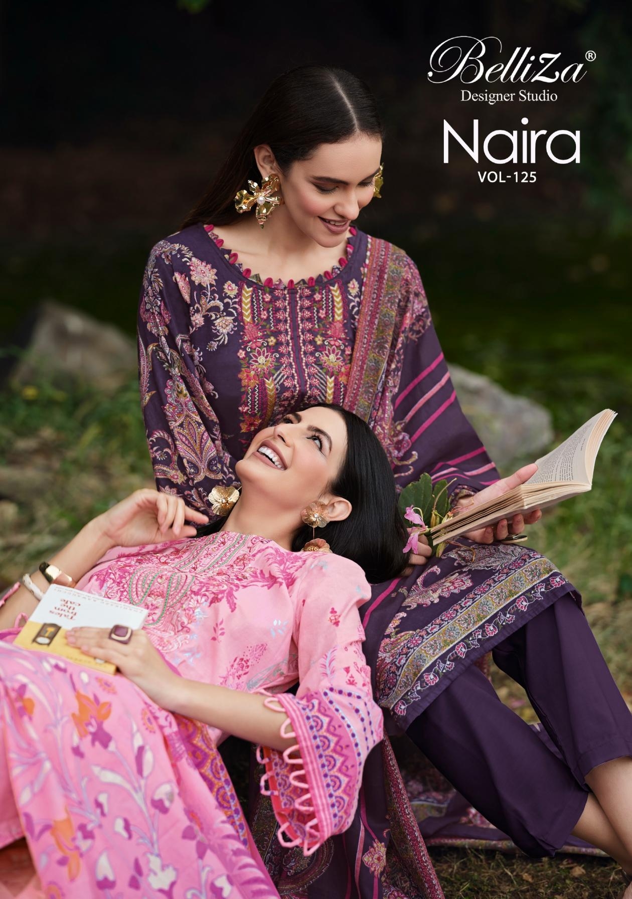 belliza designer naira vol 125 series 928001 to 928008 cotton readymade plus size pakistani suit in wholesale surat