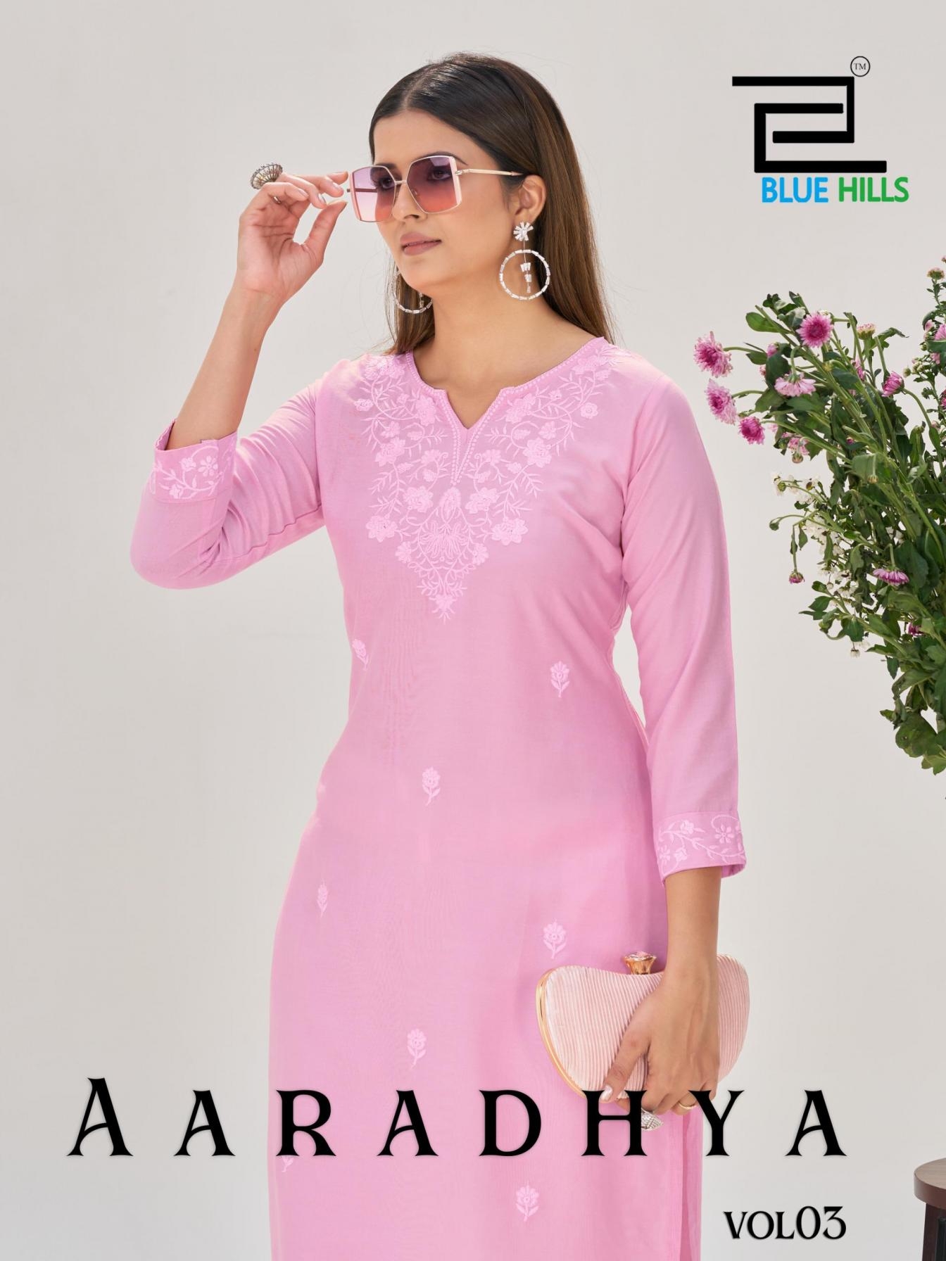 blue hills aaradhya vol 3 series 3001 to 3004 rayon readymade fancy big size kurti in wholesale surat