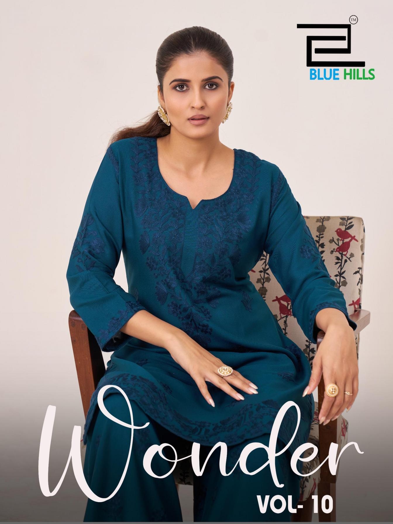 blue hills wonder vol 10 series 1001 to 1006 rayon readymade classic big size kurti with plazzo in wholesale surat