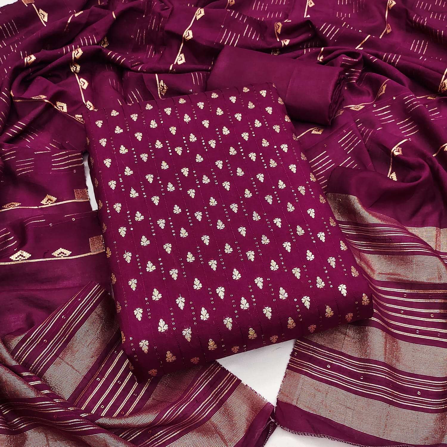 BT-07 TAKSHIL CHANDERI ZAKARD CROSSET FRONT & BACK SQUANCE WORK SALWAR KAMEEZ IN WHOLESALE SURAT