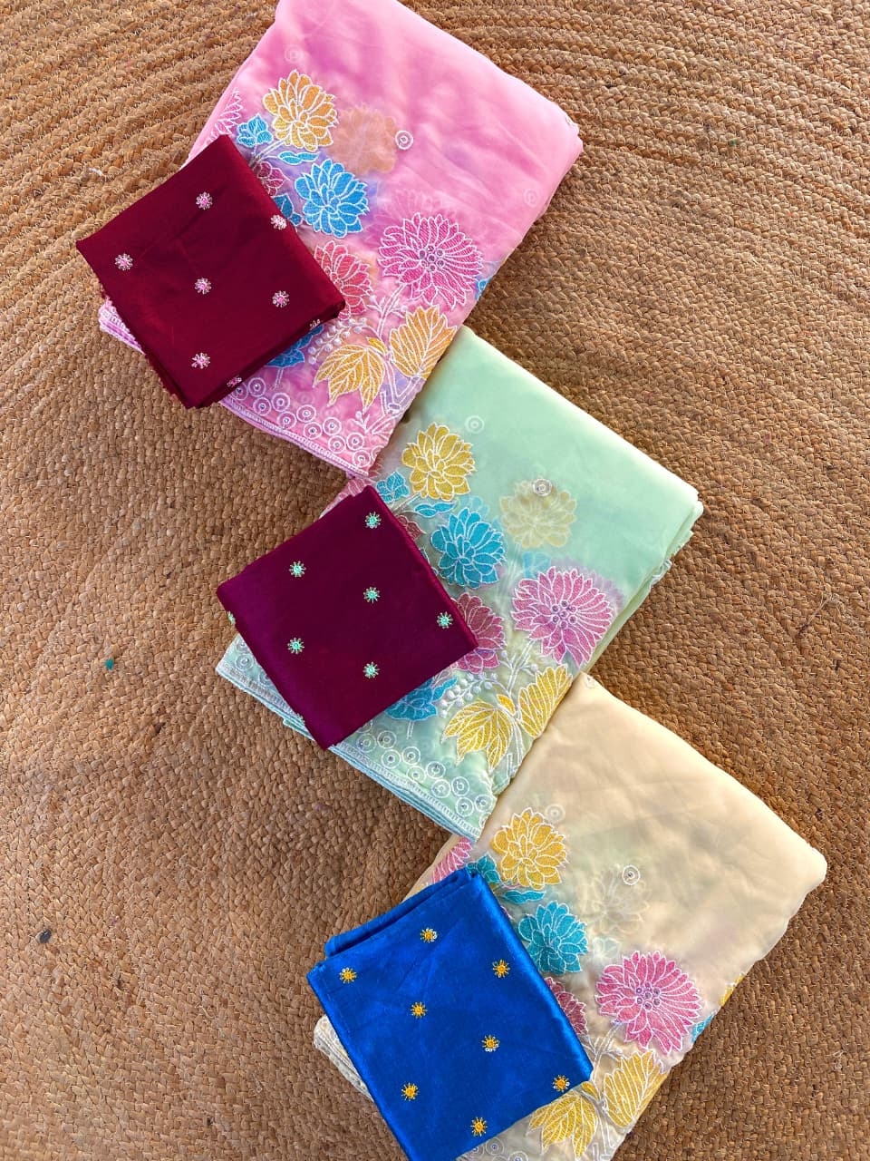 BT-53 Pure glass chiffon with beautiful embroider Work sarees in wholesale surat