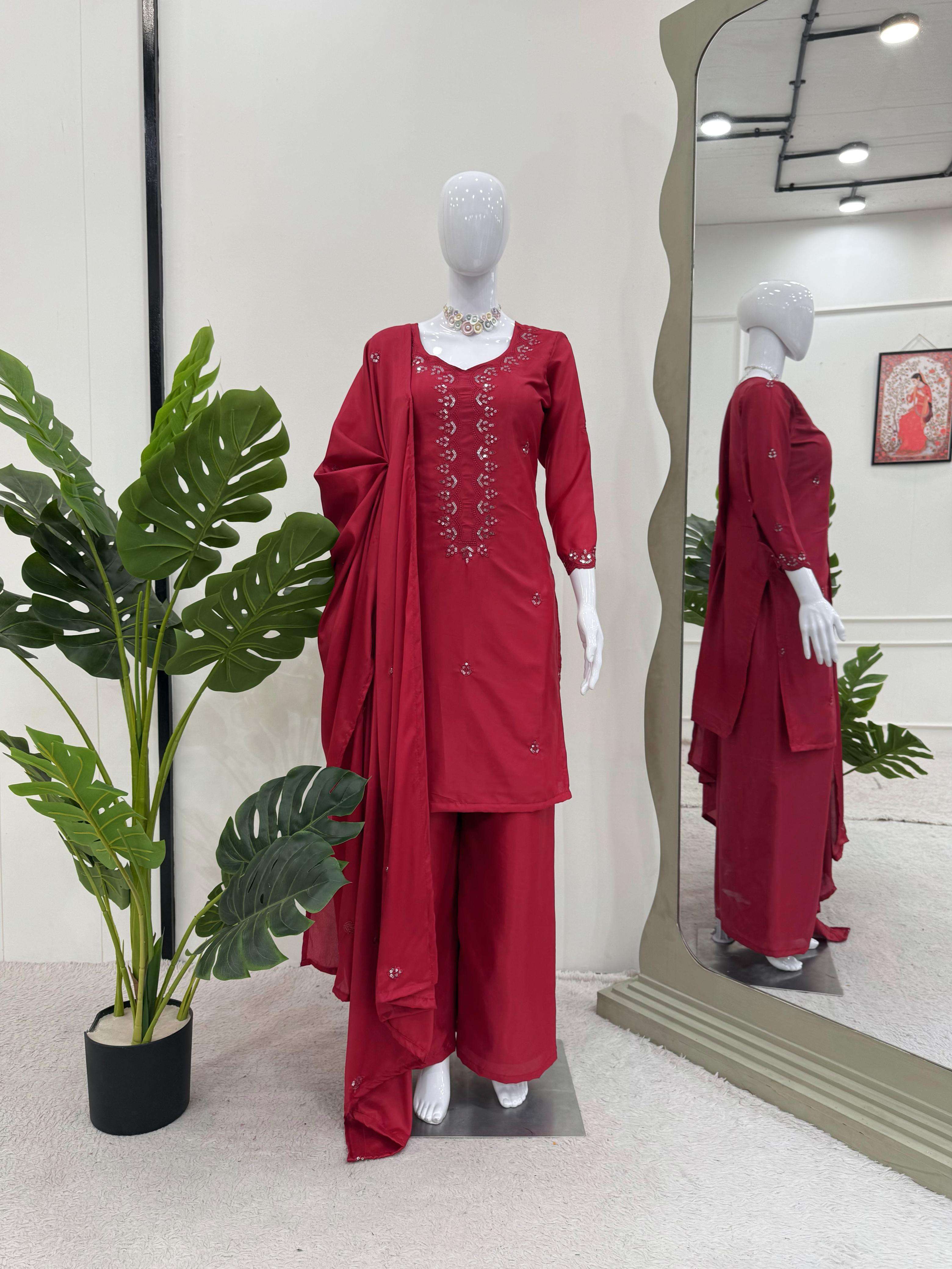 BT- 5868 Chinon silk Full stich thread with sequnce suit in wholesale surat