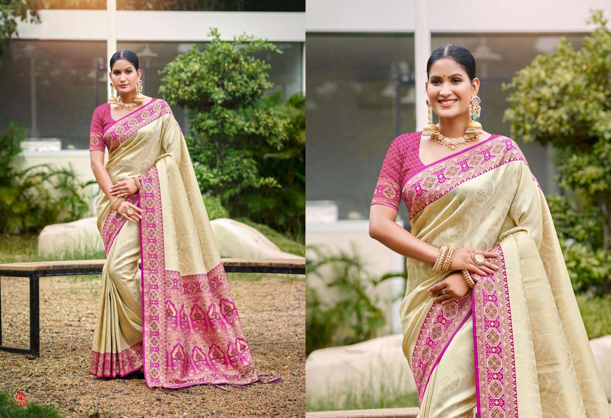 Bunawat Silkina series 1001 to 1006 SIlk Sangam Prints Silk Woven Work Traditional Saree in wholeslae surat