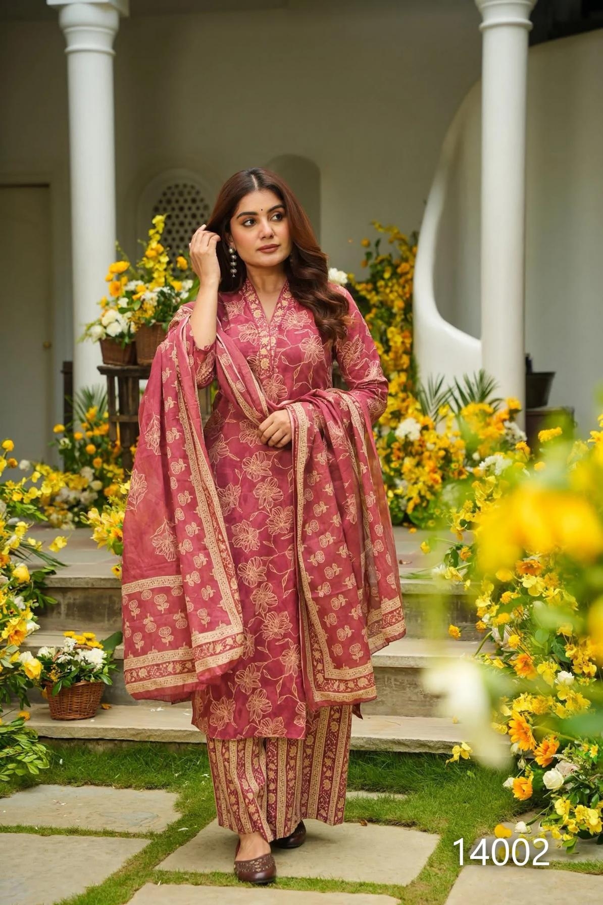 clora vol 14 series 14001 to 14007 readymade muslin luxurious plus size kurti plazzo with dupatta in wholesale surat