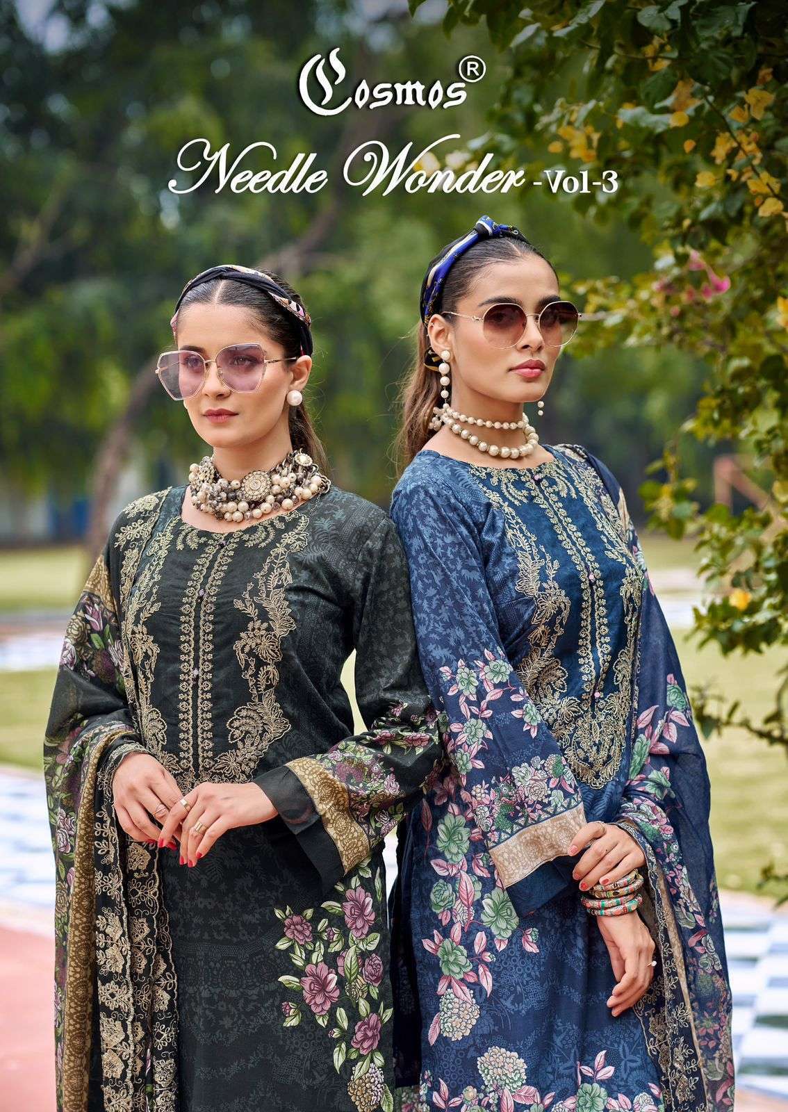 cosmos Fashion Needle Wonder Vol-3 series 301 to 308 Lawn Cotton With Patch Work Pakistani salwar kameez in wholesale surat
