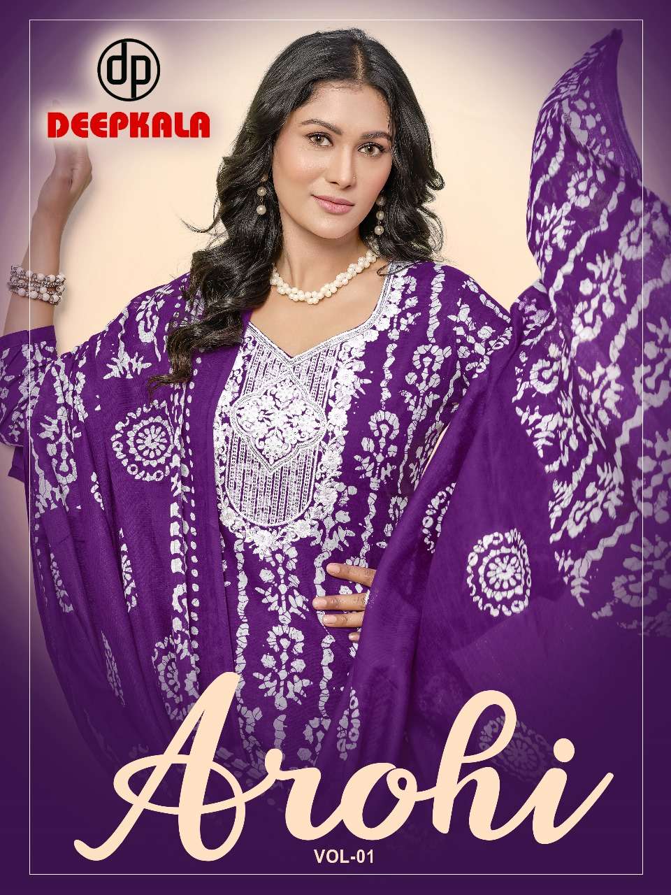 Deepkala Arohi Vol-1 series 1001 to 1010 Pure Cotton Batik Printed With Lucknowi Embroidery Work Kurti Pant With Dupatta in wholesale surat