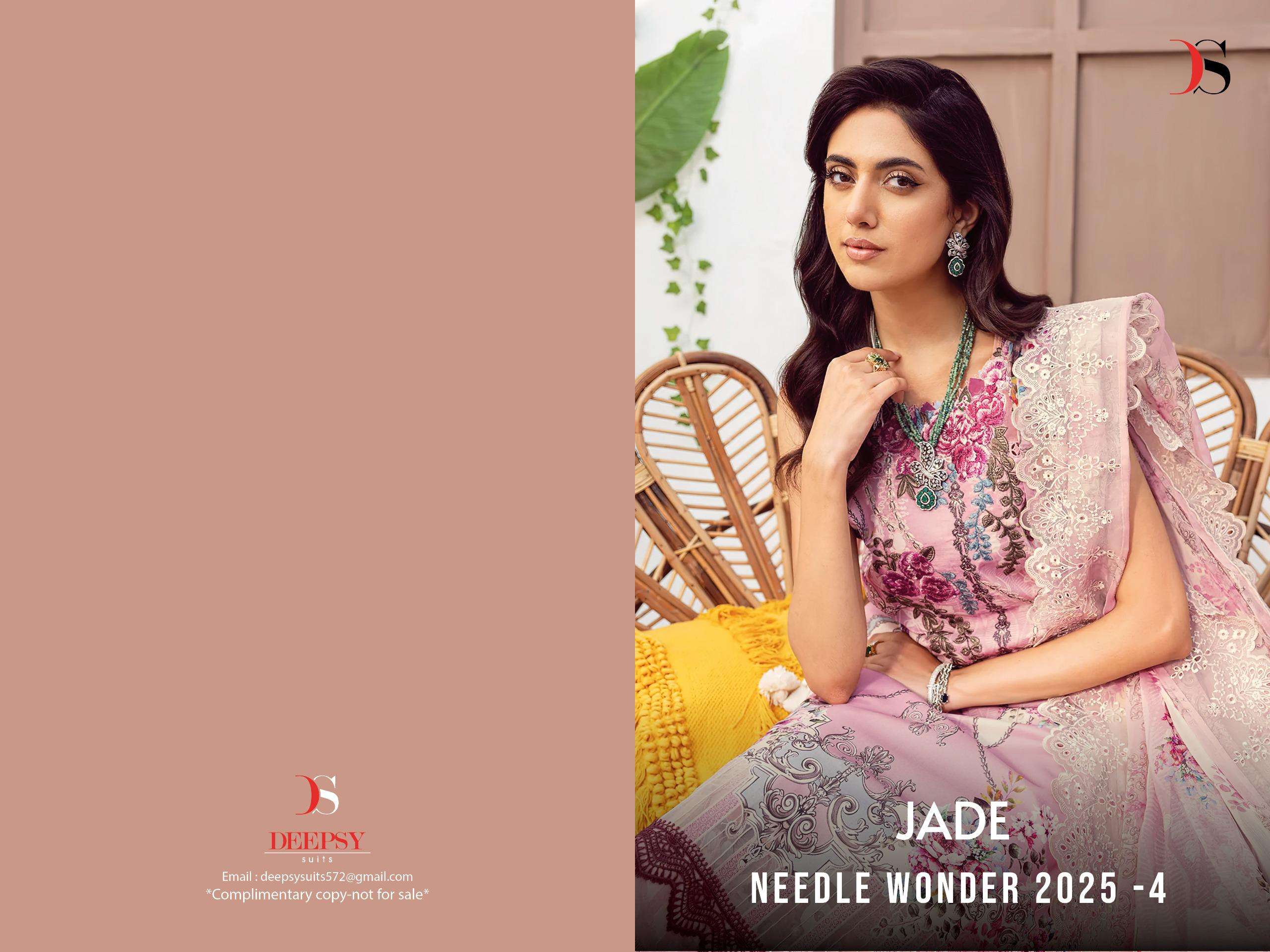 Deepsy Suits Jade Needle Wonder 25 Vol- 4 series 1501 to 1508 Pure cotton print with embroidery Pakistani salwar kameez in wholesale surat